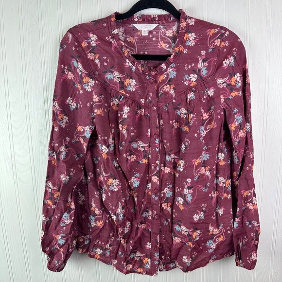 LC‎ Lauren Conrad Blouse Floral print Button Down Size small - Picture 1 of 4